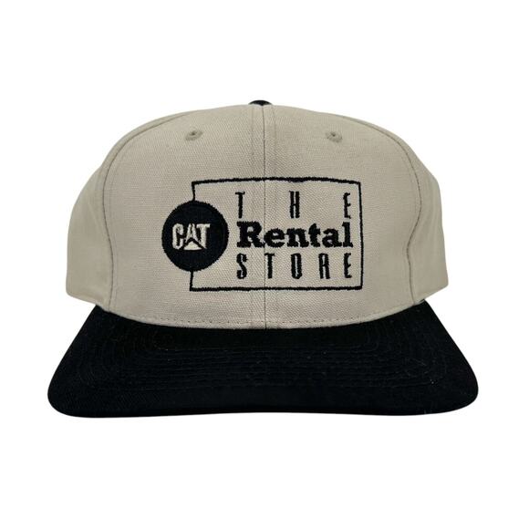 Tan Black Caterpillar Ball Cap Hat - CAT The Rental Store - Strapback Hat Cap - Picture 1 of 8
